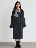 CHIC VEN Women Trench Solid Loose Contrast Double Collar Double Breasted Long Women's Windbreaker Coat Office Lady Spring 2022 2